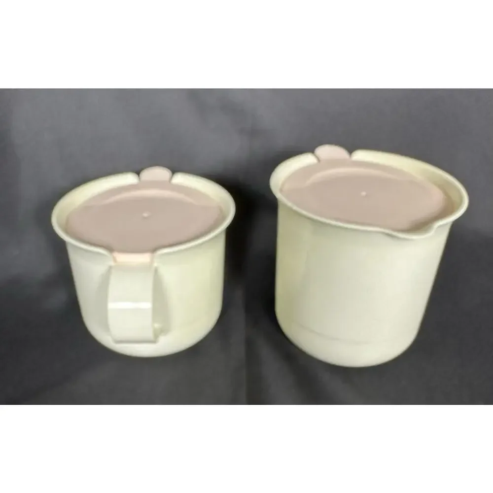 Tupperware Vintage Creamer 2309A & Sugar 23108 Pink Lids Ivory Base Set Vintage